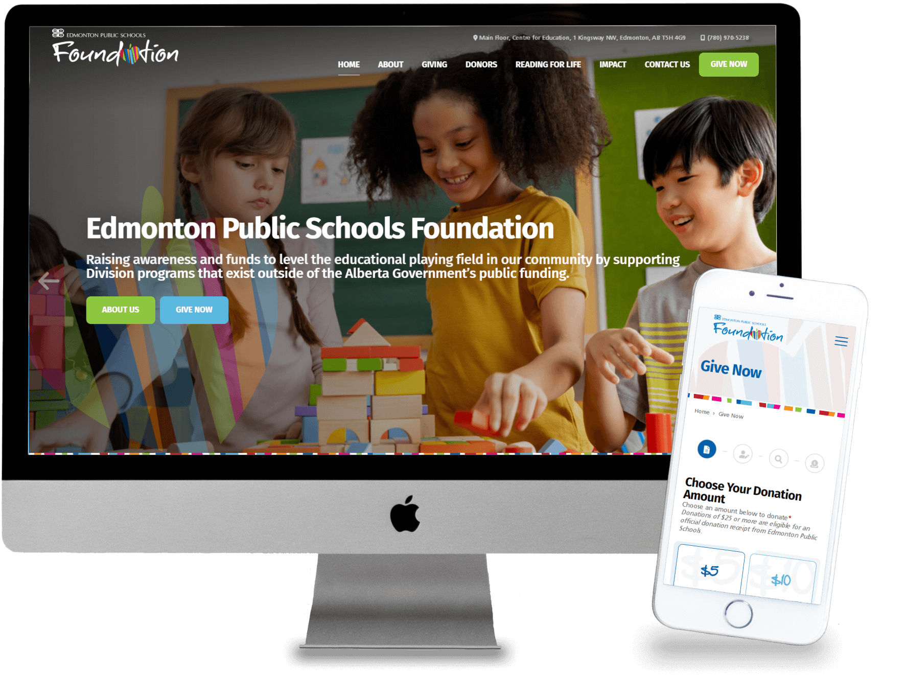 An image showcasing the website of the Edmonton Public School Board Foundation I designed.